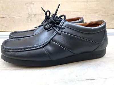 £24.99 • Buy Mens BASE LONDON Bitz Chunky Black Leather Lace Up Mocassin Shoes Size 10 45