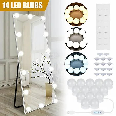 Makeup Mode Mirror Lights 14 LED Kit Bulbs Vanity Light Hollywood Dimmable Lamp • $23.98
