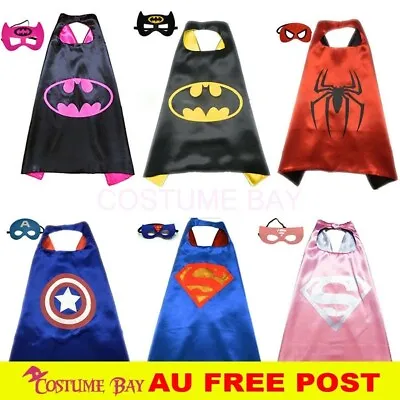 Kids PJ Superhero Cape & Mask Set Boy Girl Superman Spiderman Halloween Costume  • $8.95