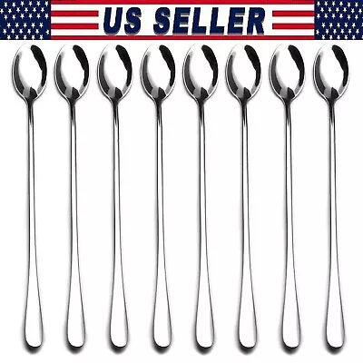 6 PCS Stainless Steel Ice Cream Cocktail Teaspoons Coffee Soup Tea  Long Spoons • $11.50