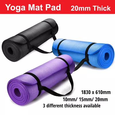 Thick Yoga Mat Pad 10/15/20MM NBR Nonslip Exercise Fitness Pilate Gym Durable AU • $34.94