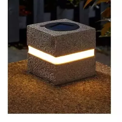 Solar LED Rock Light Cube Granite Stone Effect Bollard Garden Outdoor Decor 3L • £30.99