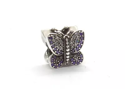 $23.09 • Buy Pandora Sterling Silver 925 ALE CHARM.  BUTTERFLIES, PURPLE & CLEAR CZ'S