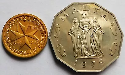 Malta 1965 Proof 1 Tari Great Siege St. John (scarce) + 1979 Proof 50 Cents Coin • $19.99