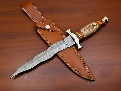 Custom Forged Hand Made Damascus Kris Blade Dagger - Pakka Wood/brass - Hb-3076 • $34.19