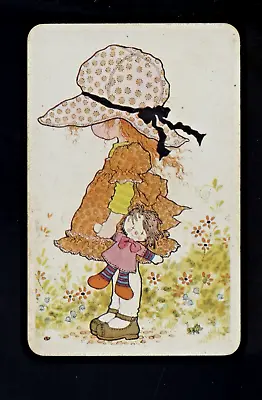 $4 • Buy Original Vintage Blank Back Card Sarah Kay Girl Dress Bonnet Holds Rag Doll