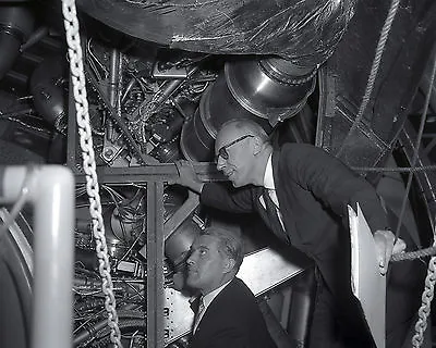 Dr. Wernher Von Braun Examines H-1 Engine For Saturn I  8x10 Nasa Photo (da-320) • $8.87