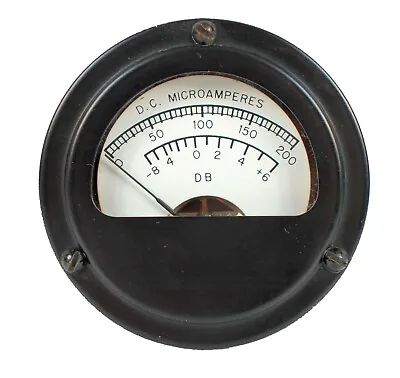 Combo 2.65  Round Analog Panel Meter: 0 To 200 UA DC -8 To +6dB ~ Used Tested • $15.99