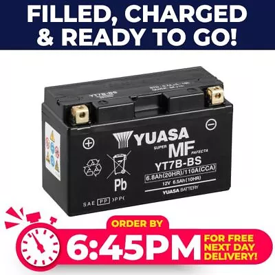 Genuine Yuasa YT7B-BS High Power AGM GEL Motorbike Motorcycle Battery YT7BBS • £55.77