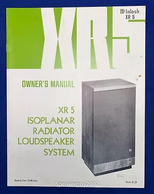 Original McIntosh XR5 Loudspeaker Owner's Manual • $14.95