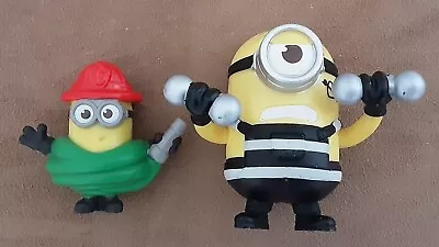 Lot Of 2 Minions Figures McDonald's 2017 2013 Firefighter Weightlifter  • $4.99