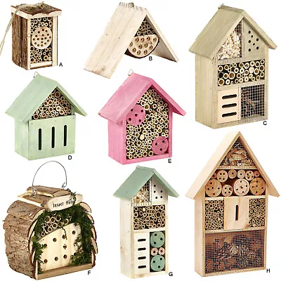 Insect Wooden Hotel Natural House Home Bees Bugs And Insects Nesting Box Garden • £19.99