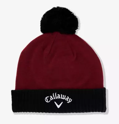 New Callaway Tour Authentic Fleece Lined Pom Beanie Wine/Black • $24.99