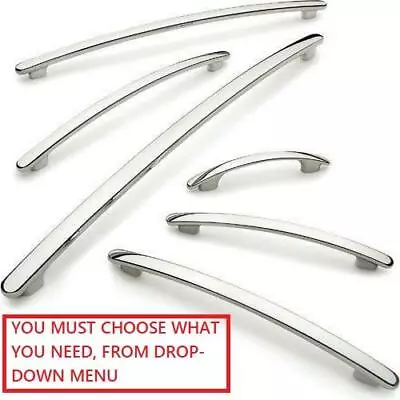 £3.51 • Buy Chrome Bow Kitchen Furniture Handles, Bedroom,cupboard Door, Drawer Pull Handles