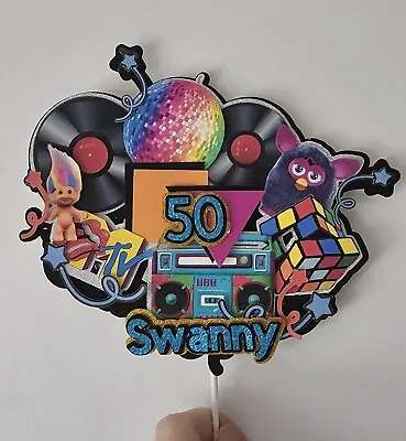 80s /90s Birthday Cake Topper Personalised • £10.50