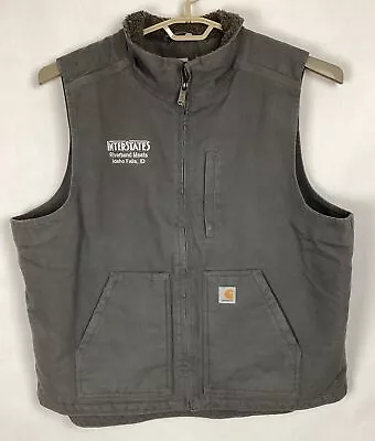 Carhartt Vest Sherpa-Lined Mock Neck Coat Gray 5-Pocket Sz XL 104277 GVL EUC • $38