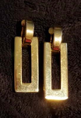 $38 • Buy Ben-Amun High End Vintage Signed Gold Tone Rectangle Dangle Clip-On Earrings