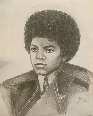 Michael Jackson Drawing Painting  RARE 1971 12 By 15 • $25