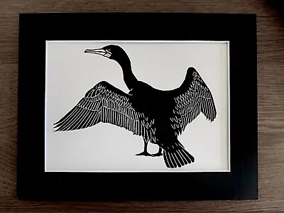 Cormorant Art.Original Hand Drawn Hand Cut Print Hand Printed. Lino Cut Print. • £7.99