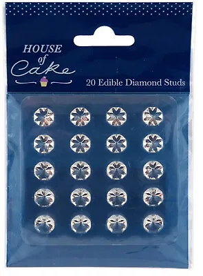 House Of Cake - Edible Diamond Gem Stone Studs -  Beautiful Clear - Pack Of 20 • £5.39