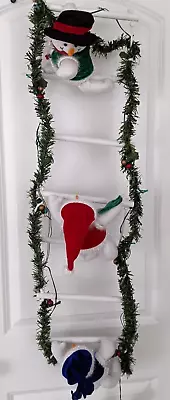 Vintage Christmas Snowman Climbing A 3 Ft Length Lighted Nylon Rope Ladder.   76 • $18.99