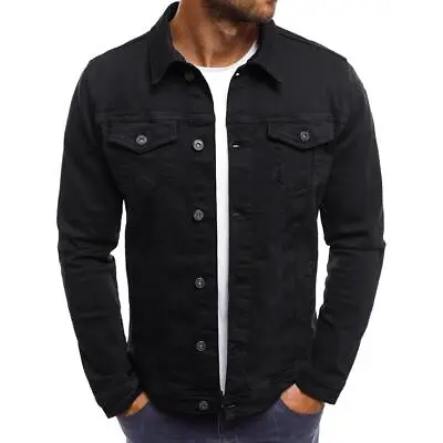 Men’s Premium Faded Denim Cotton Jean Button Up Slim Fit Jacket • $23.99