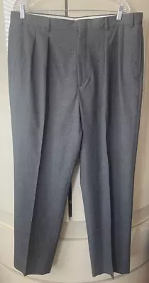 LL Bean Men’s Pants 40x 32 Worsted Wool Gray Twill Pleated Suspender Buttons • $29