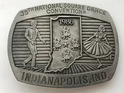 Vtg 1986 Square Dance Commemorative Belt Buckle Indianapolis 35th Convention • $10.82