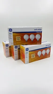 GE 40 Watt Soft White G25 Vanity Globe Light Bulbs (4 Pk 12 Total) • $32