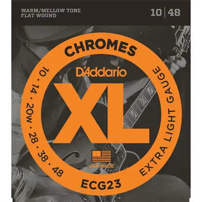 D'Addario ECG23 Chromes Flatwound Jazz Extra Light 10-48 Electric Guitar Strings • $19.99