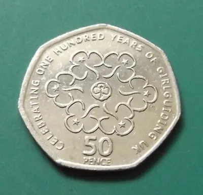 50p  COIN  50 PENCE 100 YEARS GIRL GUIDING GUIDES 2010 -  UK COIN HUNT  RARE QEI • £1.35