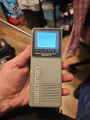 Vintage 1986 Sony Watchman TV B&W Handheld TV - Works! Estate Find  • $19.85