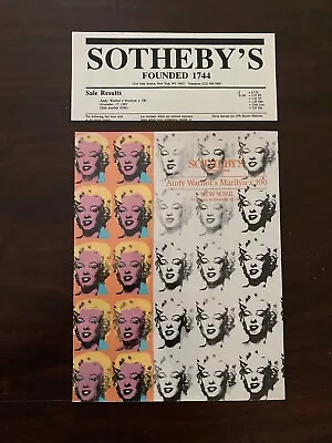 Andy Warhol Marilyn Monroe X 100 Painting Fold-out Sothebys + Results Pop Art • $19.99