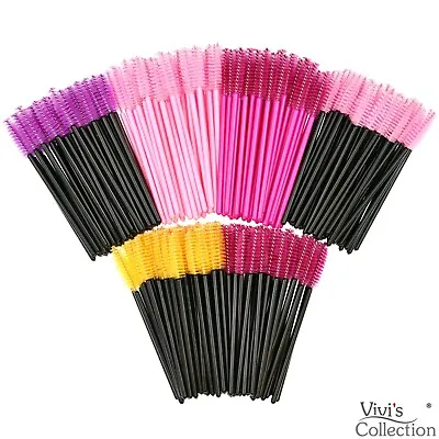 Mascara Wands Brushes Eyelash Lash Disposable Extension Applicator Spoolie Pink • £2.79