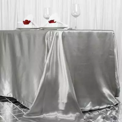 5 Pcs 90x156  RECTANGLE Satin TABLECLOTHS Wedding Party Banquet Kitchen Linens • $60.22