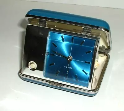 Vintage Bulova Travel Alarm Light Up Clock With Blue Face & Silver All Works • $29.50