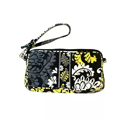 Vera Bradley Floral Baroque Black Yellow Wristlet Wallet Clutch EUC • $24