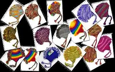 100% Wool Mohawk Hat Choice Of Color Handmade In Nepal Rainbow Solids Patterns  • $9.97