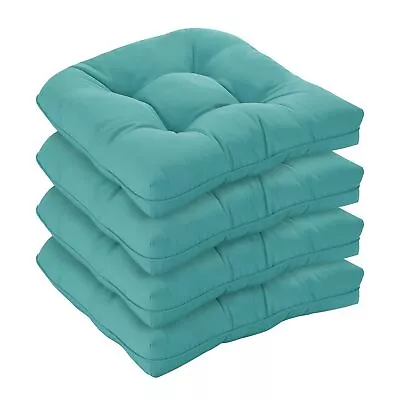 LOVTEX Indoor/Outdoor Tufted Seat Cushions For Patio Furniture Set Of 4 19x19... • £98.84