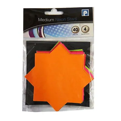 Neon Fluorescent Display / Pricing Card Packs - Star Shape - 2 Sizes Available  • £3.80