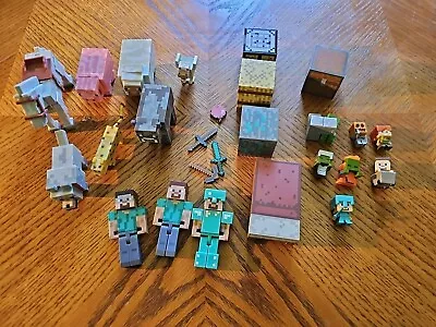 Minecraft Mini Figures Lot(10) Plus Some Accessories & Blocks Jazwares Some Rare • $25