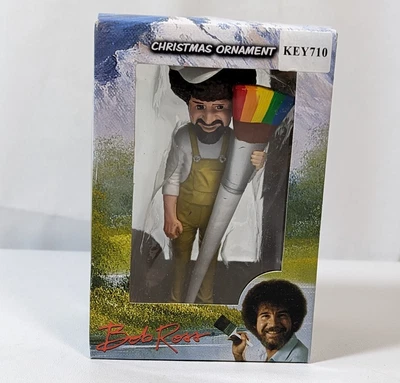 £15.84 • Buy Kurt Adler Bob Ross With Rainbow Paint Brush Christmas Tree Ornament 