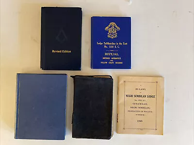 5 X Vintage Masonic - Mason Books 4 X Ritual & 1 X By Laws Inc Nigeria Malaya • £29.99