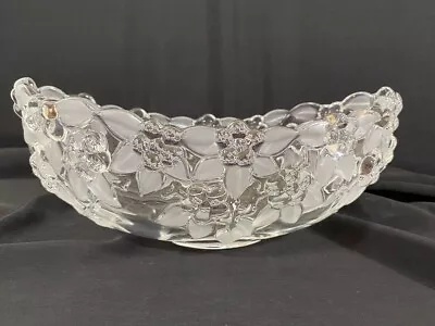 Mikasa Crystal  Carmen  Frosted Satin Flower Embossed Oval Serving Dish • $15