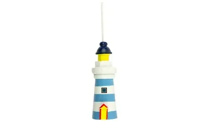 Nautical Wood Light Blue & White Lighthouse Light Pull Handle + Cord & Connector • £5.45