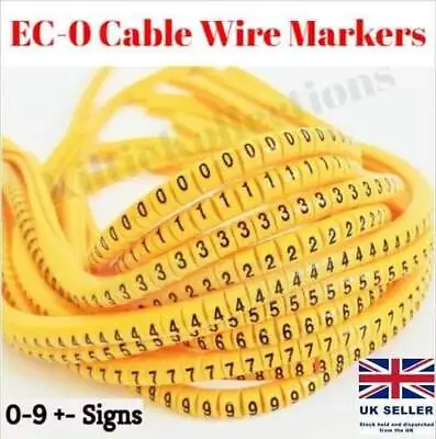 £3.25 • Buy EC-0 Cable Identification Wire Marker Number 0 To 9 & +-  From 1.5mm² - 3.0mm²