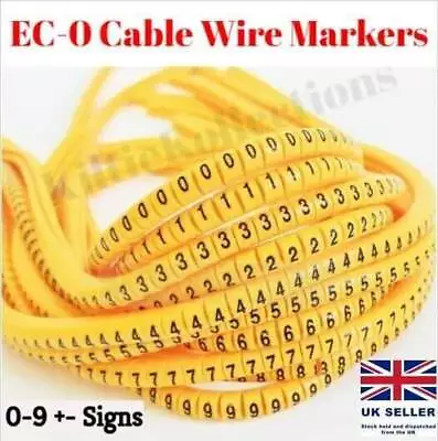 £3.25 • Buy EC-0 Cable Identification Wire Marker Number 0 To 9 & +-  From 1.5mm² - 3.0mm²