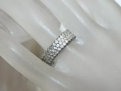 Vintage Sterling Silver Crystal Quartz TOCARA Wide Eternity Band Ring 7 1/4 • $50