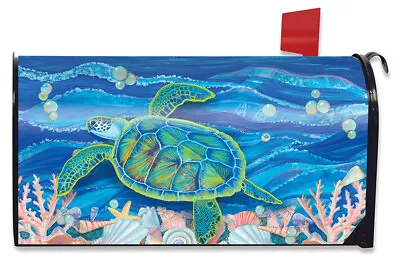 Swimming Sea Turtle Summer Magnetic Mailbox Cover Nautical Briarwood Lane • $17.97