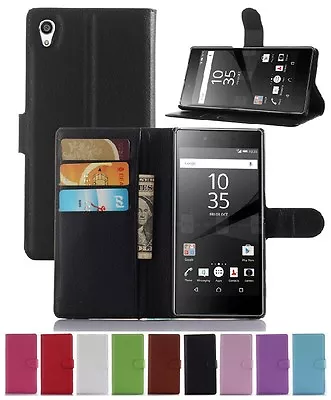 Wallet Leather Flip Case Pouch Cover For Sony Xperia M4 Aqua Genuine AuSeller • $3.89